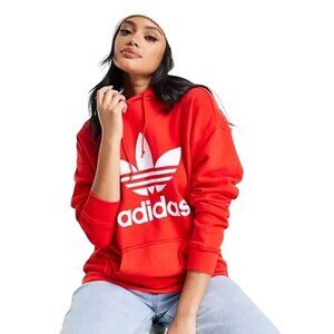 Adidas Trefoil Logo Red Pullover Hoodie